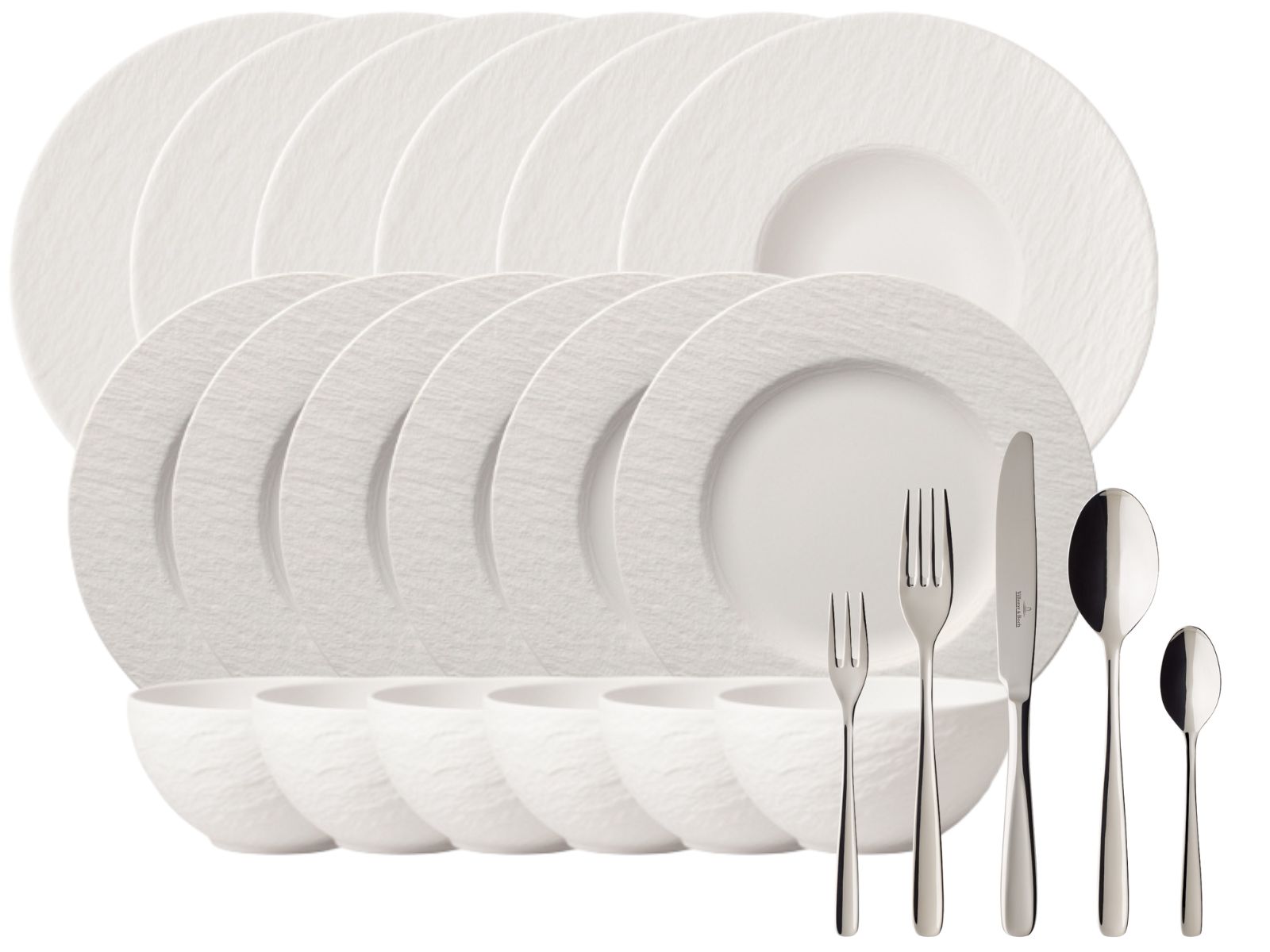 Villeroy &amp; Boch Manufacture Rock blanc Set 18tlg + Besteckset Liam