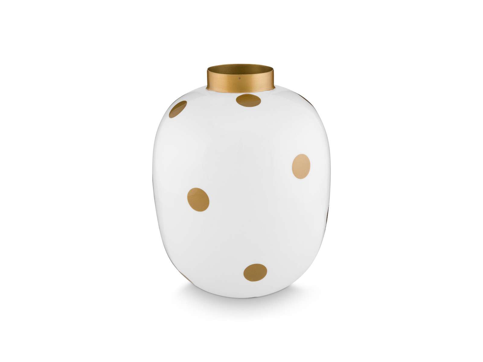 PIP STUDIO Vase Metall Dots weiß-gold 32cm Freisteller 1