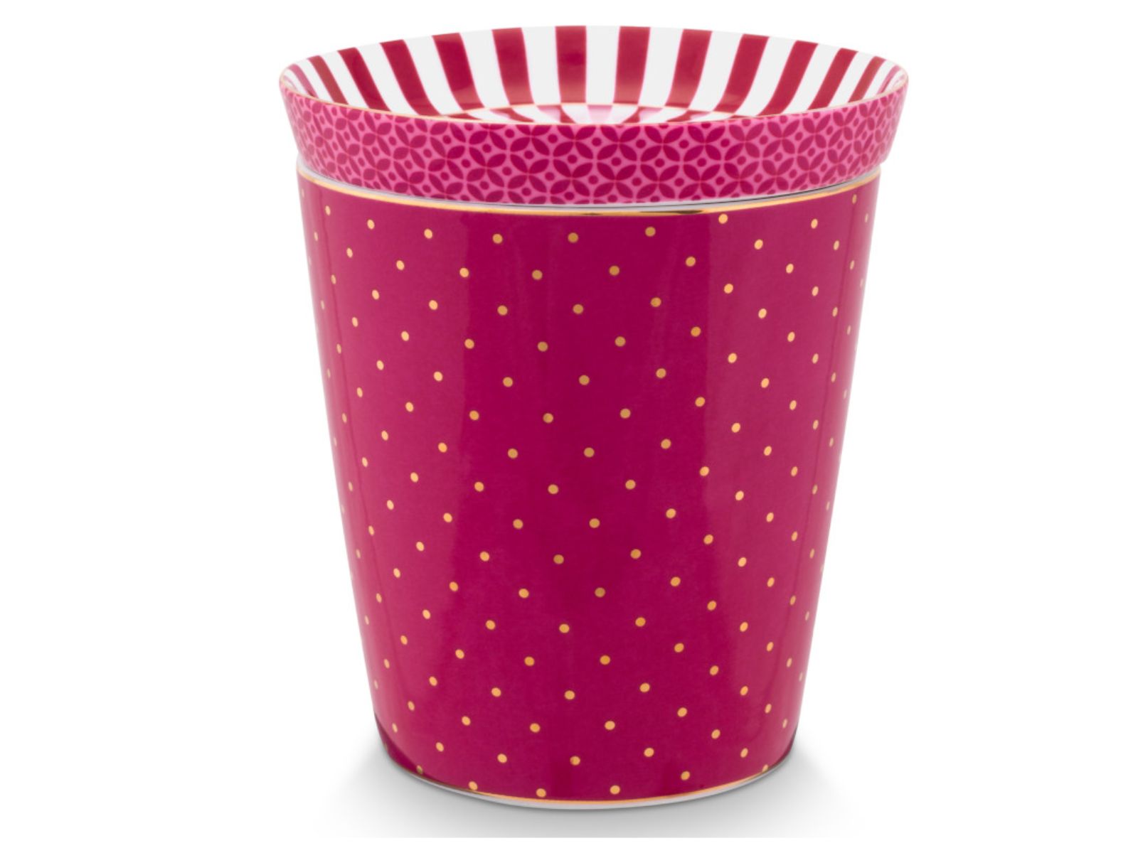 PIP STUDIO Royal Dots Becher & Teebeutelablage Set dunkelpink 230 ml