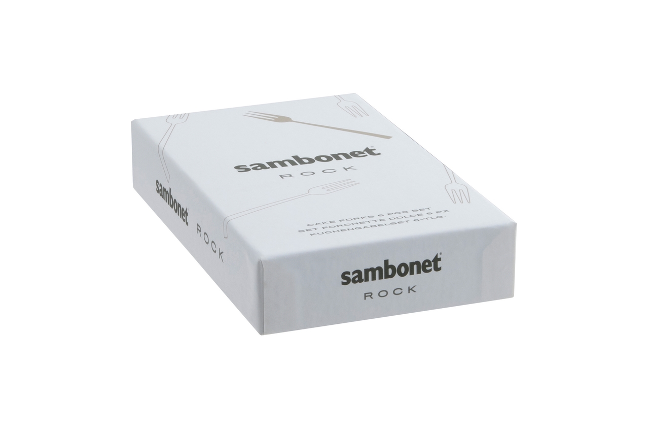 Sambonet Rock Diamond Edelstahl/PVD 2Bl. Kuchengabeln Set 6