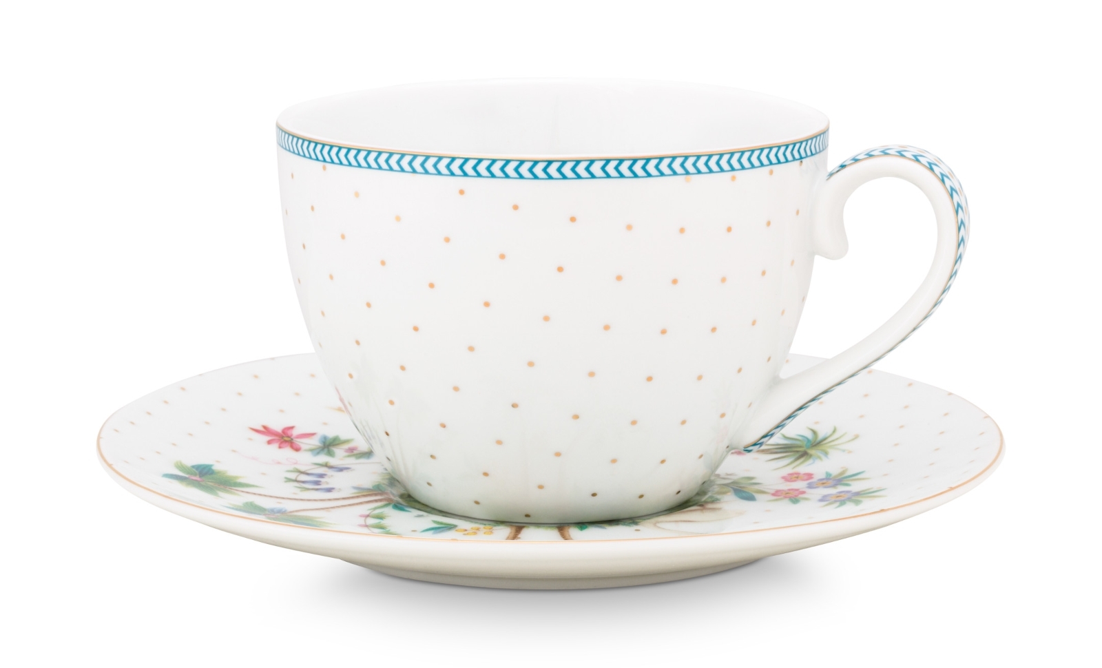 PIP STUDIO Jolie Dots Gold Tasse & Untertasse Set2