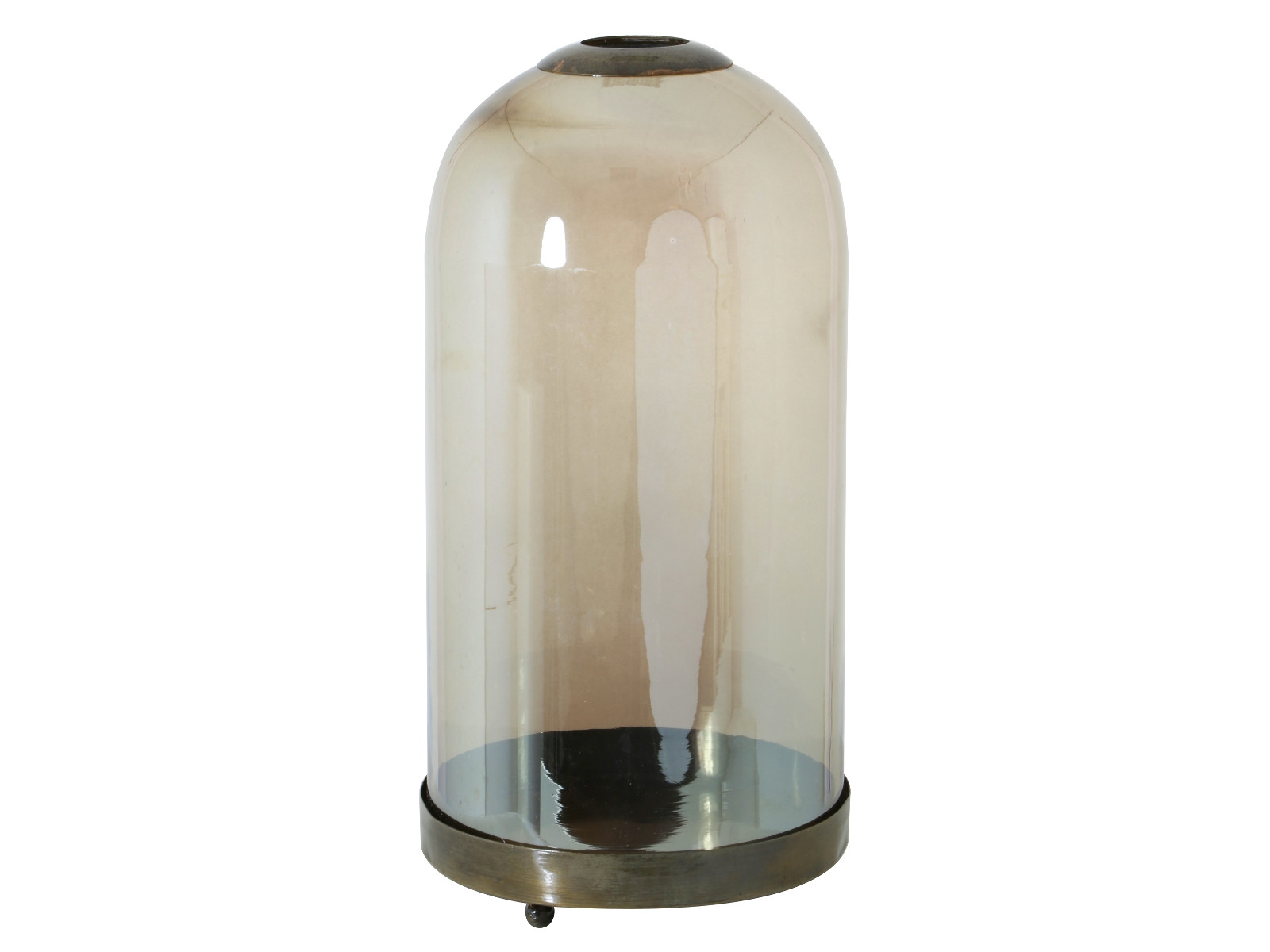 Light &amp; Living Bara Glocke Glas Ø 21,5 cm smoke mit Bronze Freisteller 