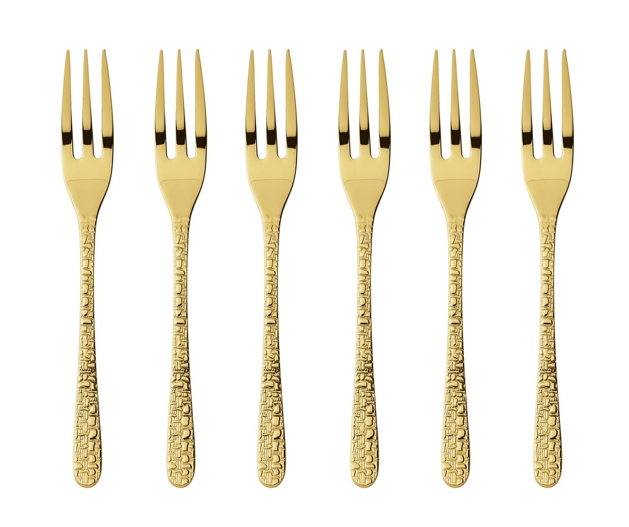 Sambonet Venezia Edelstahl/PVD Gold Kuchengabeln Set 6