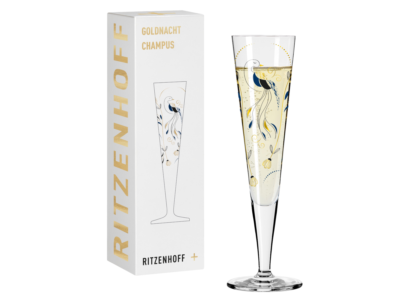 RITZENHOFF Goldnacht Champagnerglas (C. Kordes) H24 #43 Freisteller 3