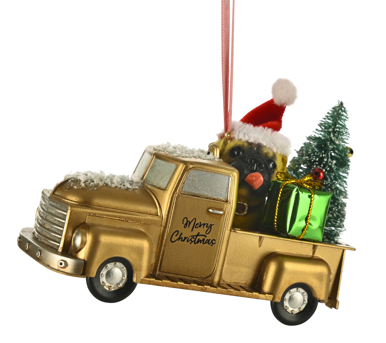 Giftcompany Hänger Truck mit Hund und Baun gold 12,5cm (1 Stück)