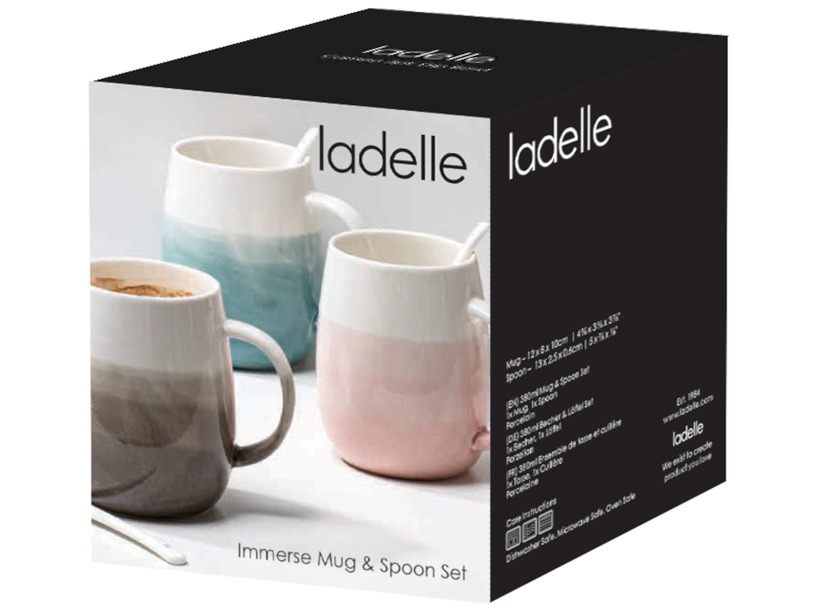 ladelle Immerse schattiert hellgrau Becher- &amp; Löffel-Set 12cm Freisteller2