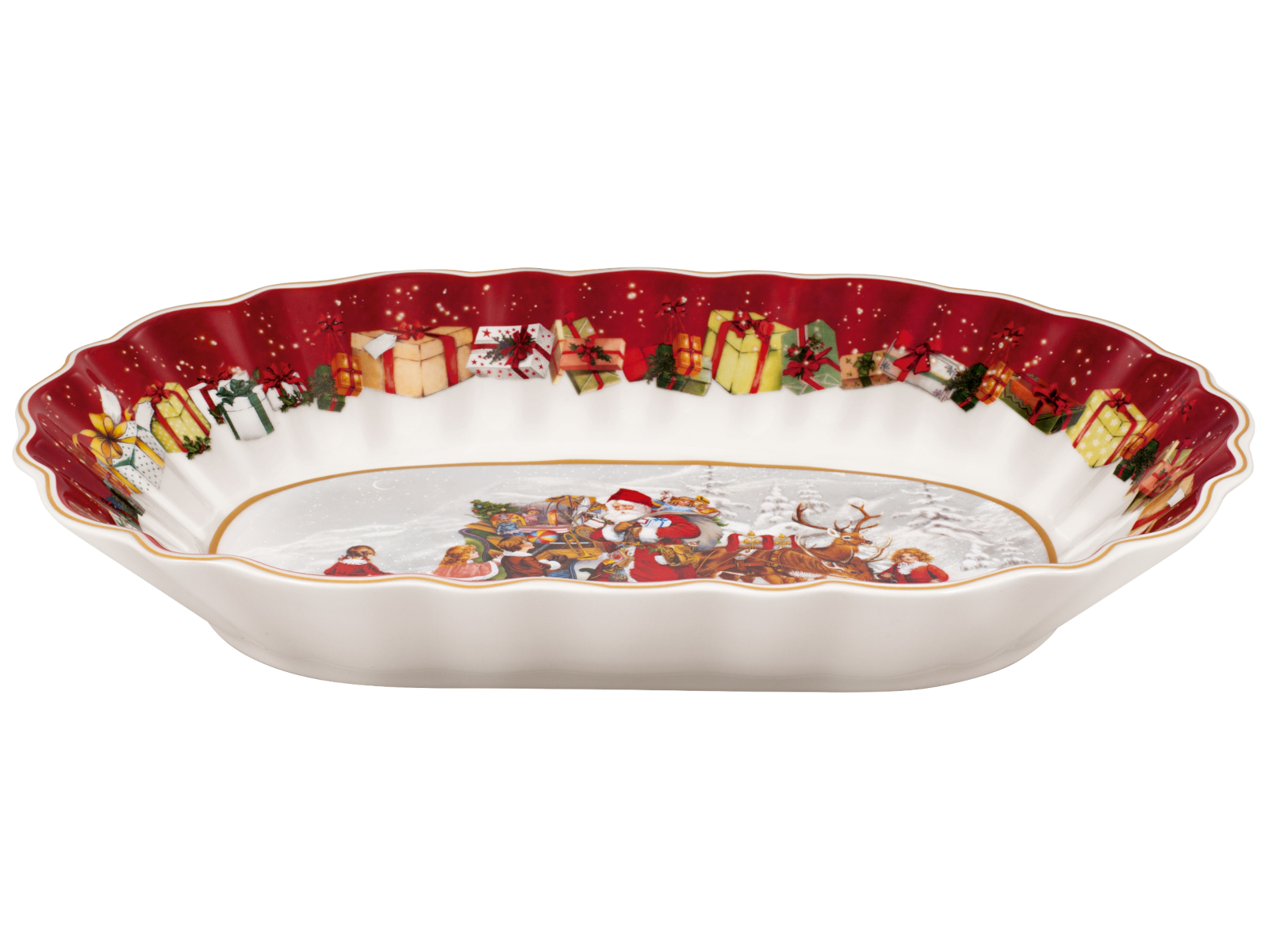 Villeroy &amp; Boch Toy's Fantasy Schale oval groß Santa und Kinder Freisteller 1