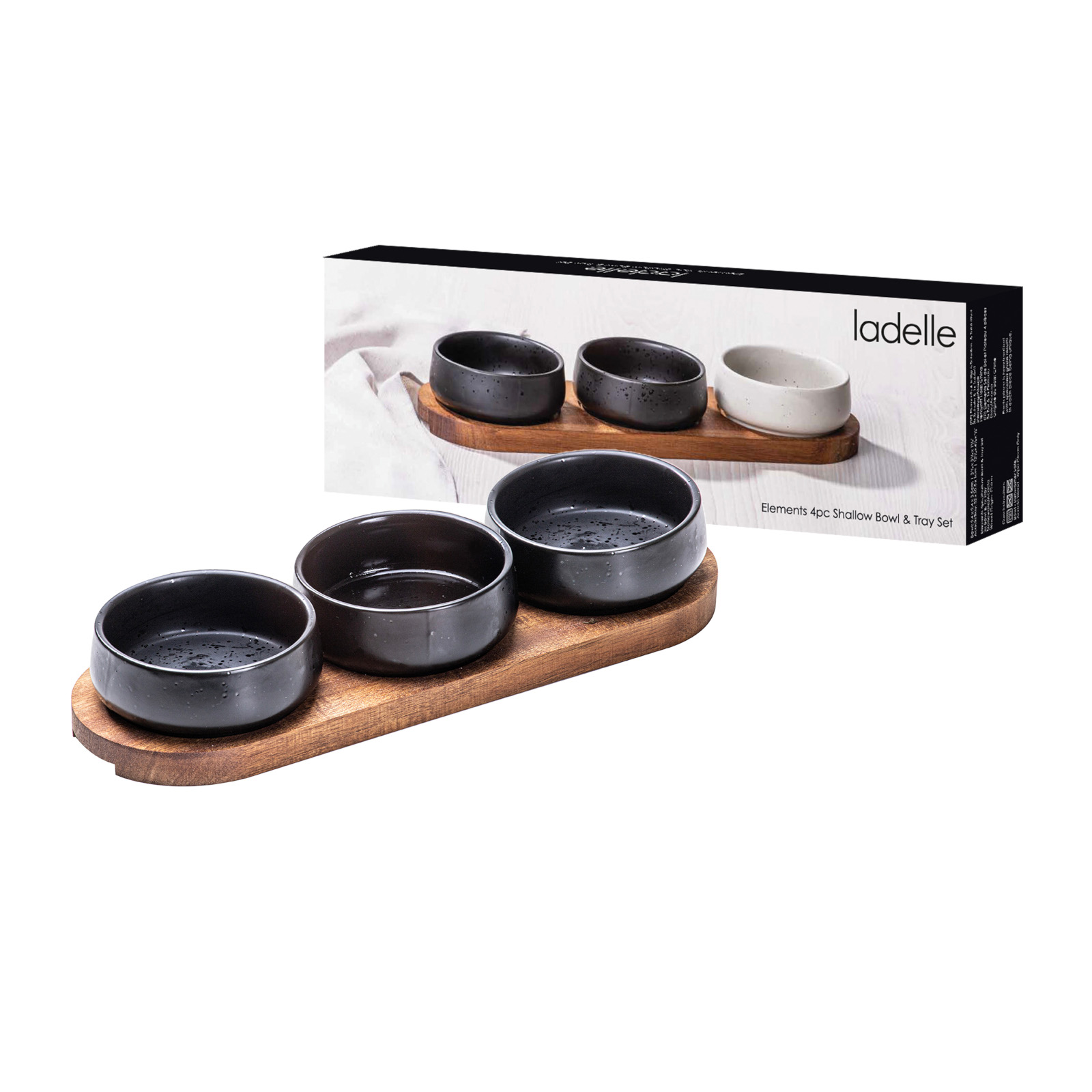 Ladelle ELEMENTS Schlalen-&amp; Tablettset flach onyx 4tlg Freisteller2