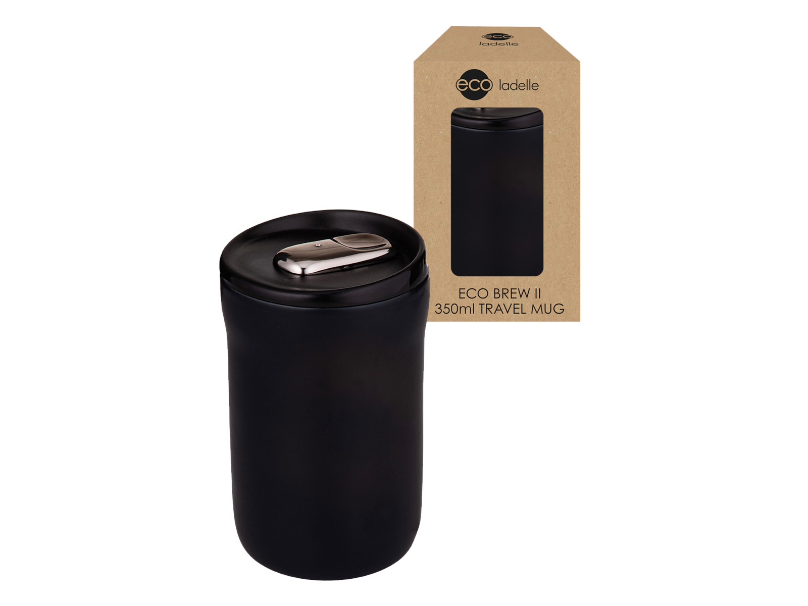 Ladelle ECO BREW II To-Go-Becher doppelwandig keramik schwarz 0,35l Freisteller