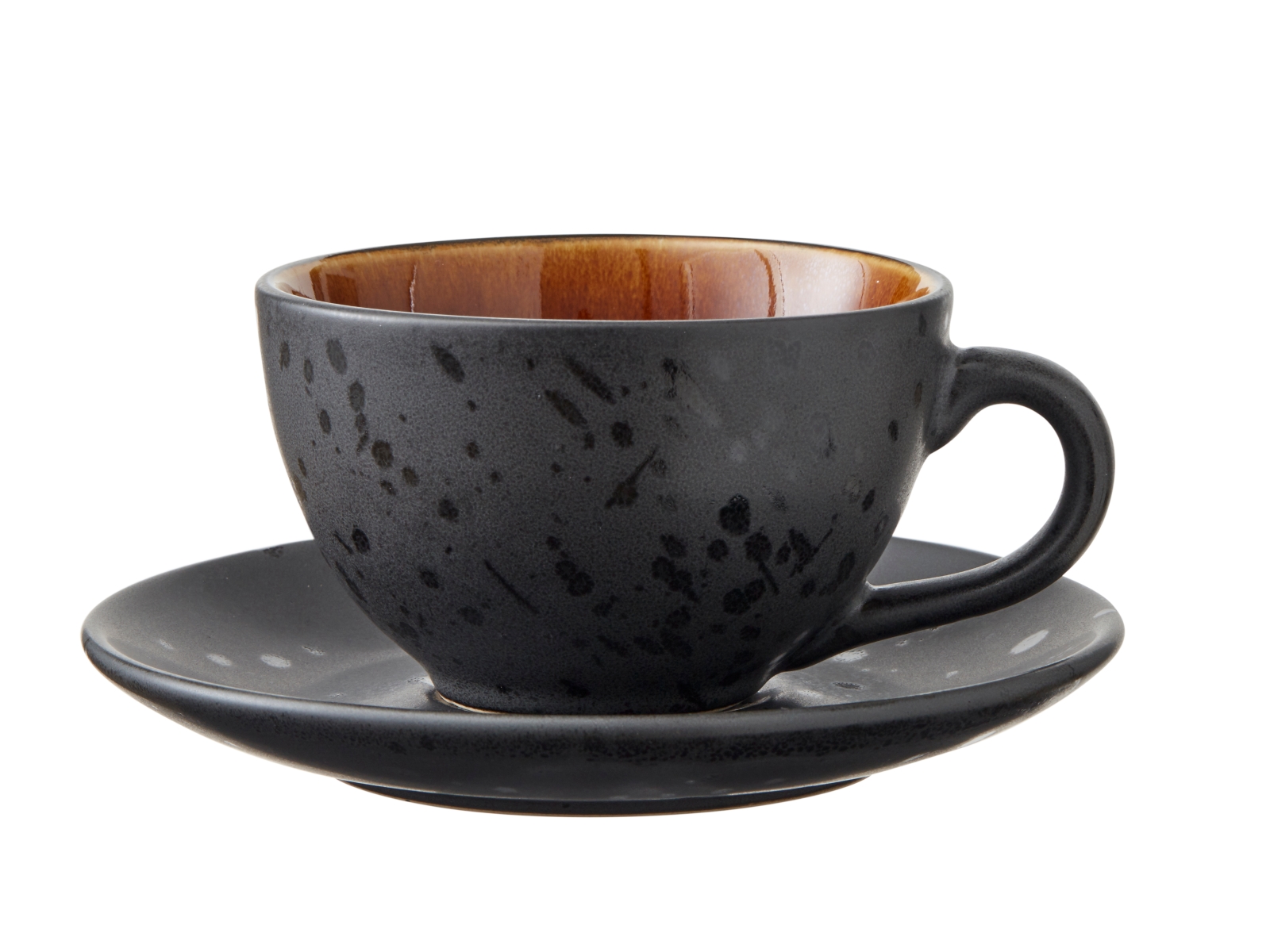 Bitz Tasse mit Untertasse black/amber 0,24 l Set4