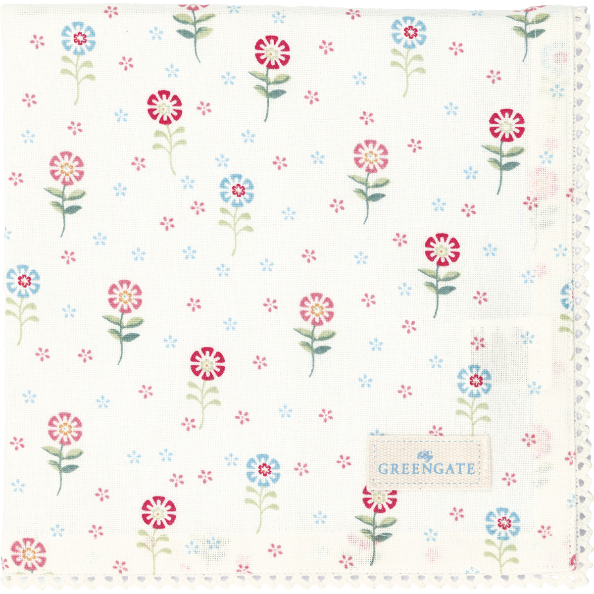 Greengate Noella Stoffserviette mit Spitze white 40x40cm