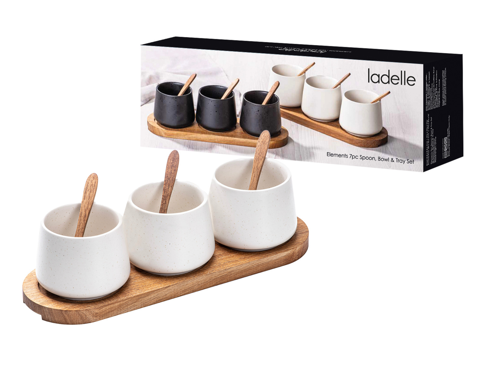 Ladelle ELEMENTS Schalen-& Tablettset weiß 7tlg