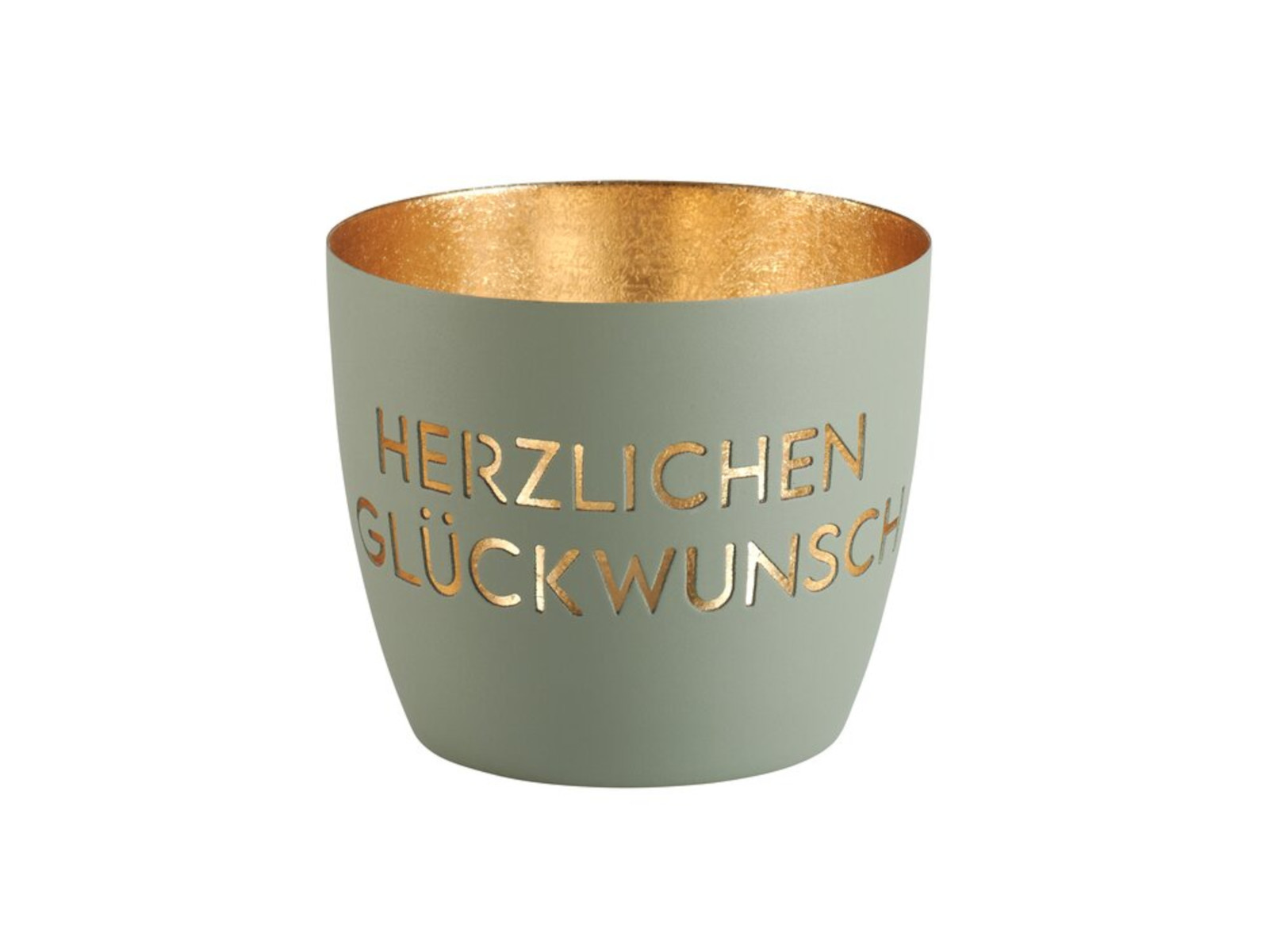 Giftcompany Madras Windlicht M Herzlichen Glückwunsch flannel/gold 8,5cm