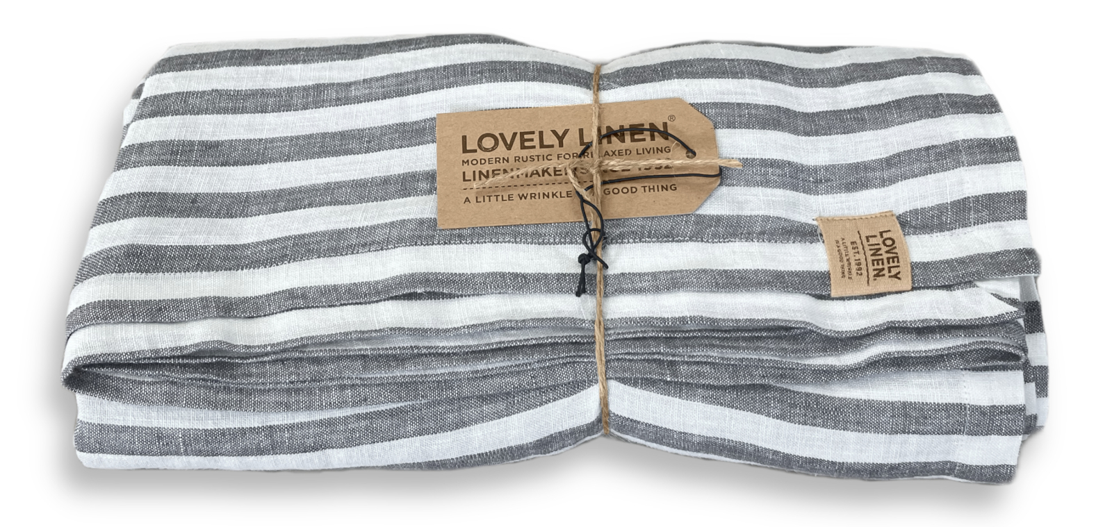 Lovely Linen Misty Tischdecke Leinen edge dark grey 145x380cm (1 Stück)