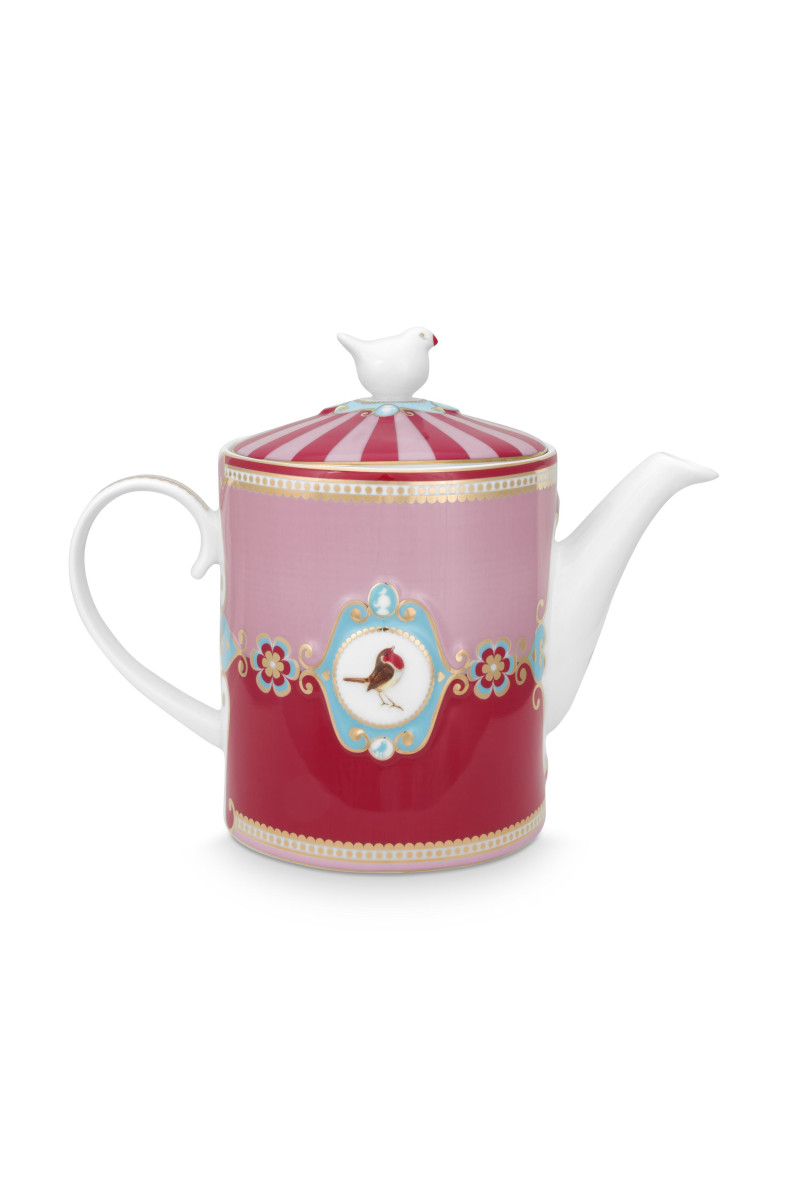 PIP STUDIO Love Birds Medallion Teekanne rot/pink 1,3l