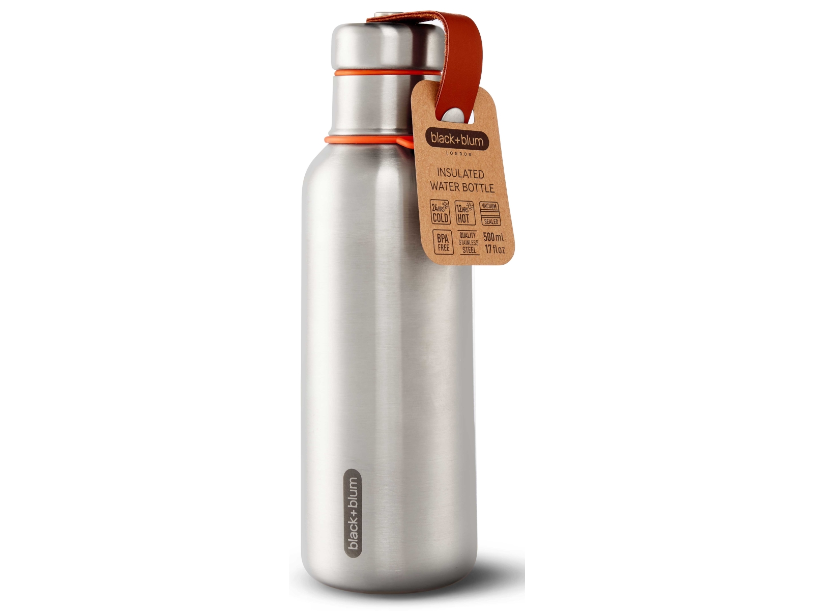 black+blum Edelstahl Wasserflasche isoliert orange 500 ml