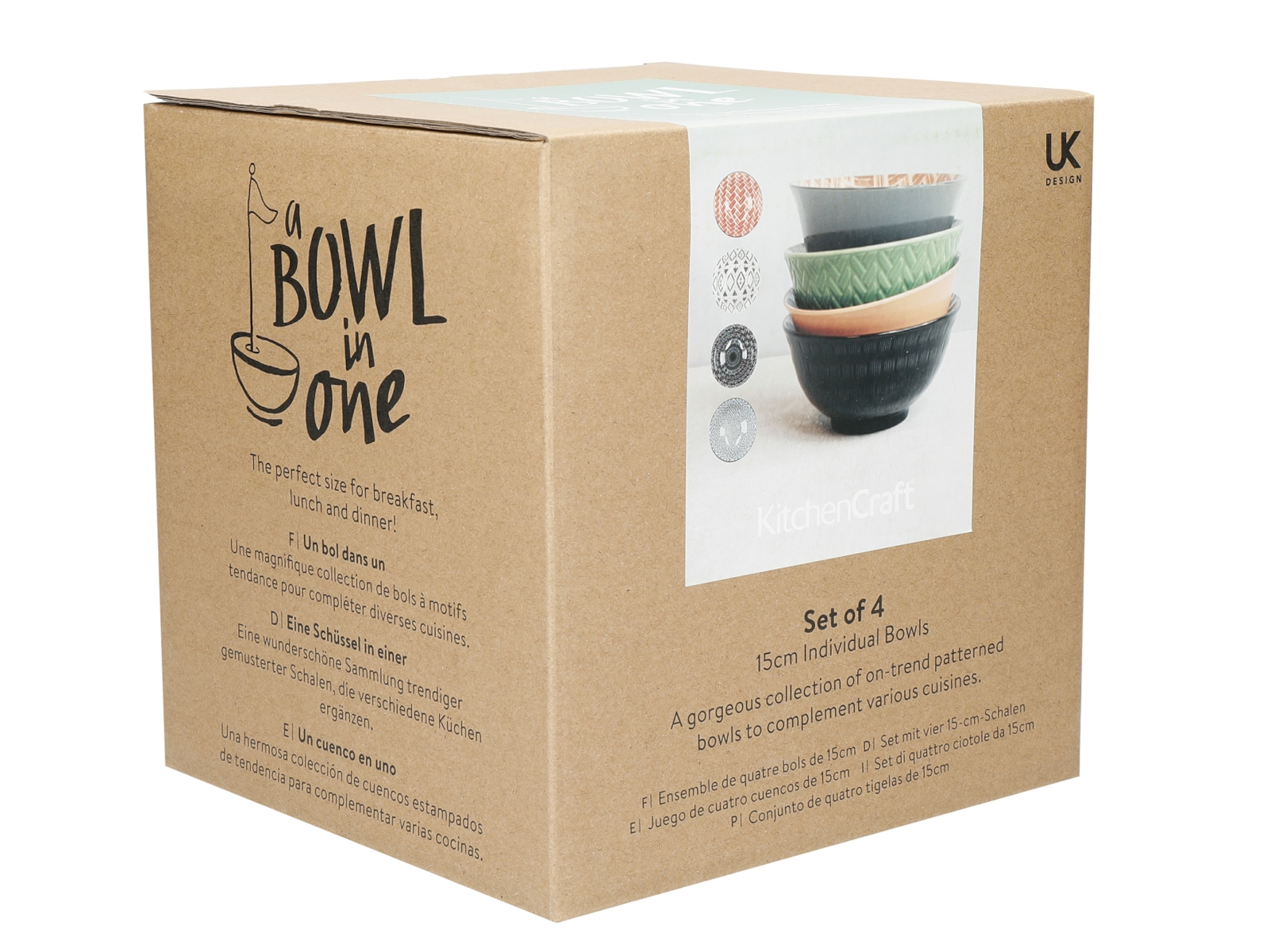 KitchenCraft Bowl Pattern 15 cm Set4