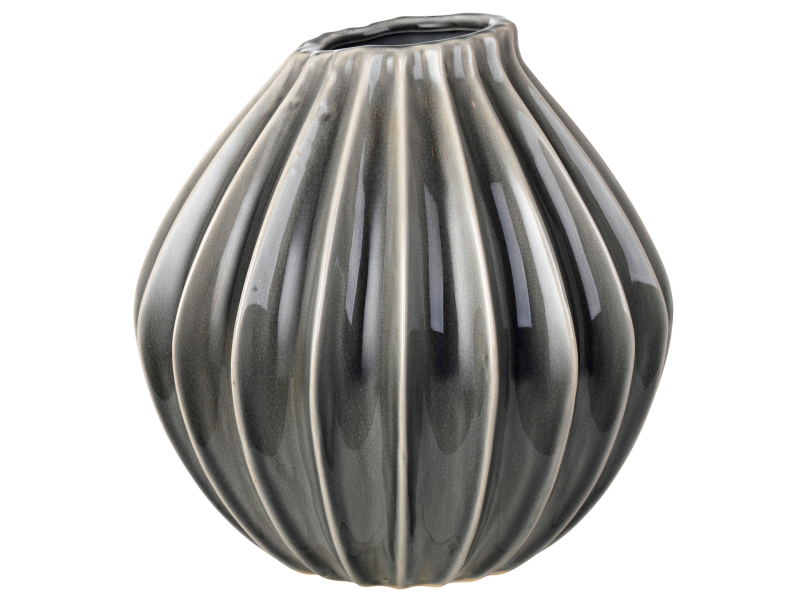 Broste Copenhagen WIDE Vase M Keramik Smoked Pearl 25 cm