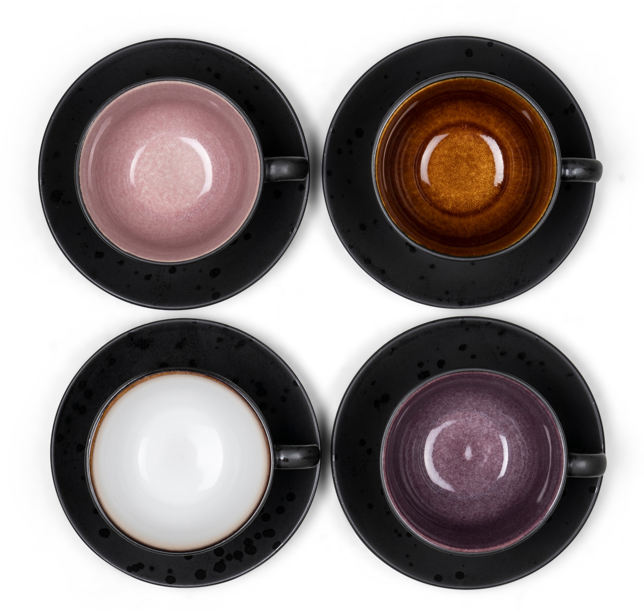 Bitz Tasse mit Untertasse black/amber 0,24 l Set4