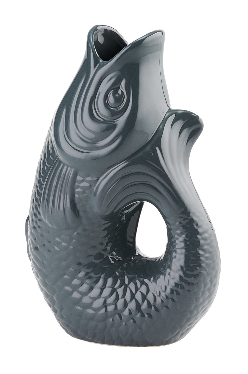 Giftcompany Monsieur Carafon Vase / Karaffe Fisch L grau 2,7l Freisteller