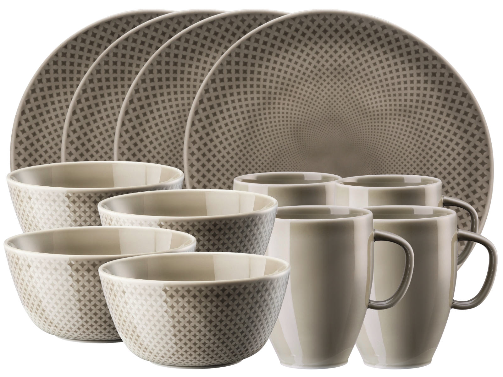 Rosenthal Junto Pearl Grey Frühstücksset 12tlg