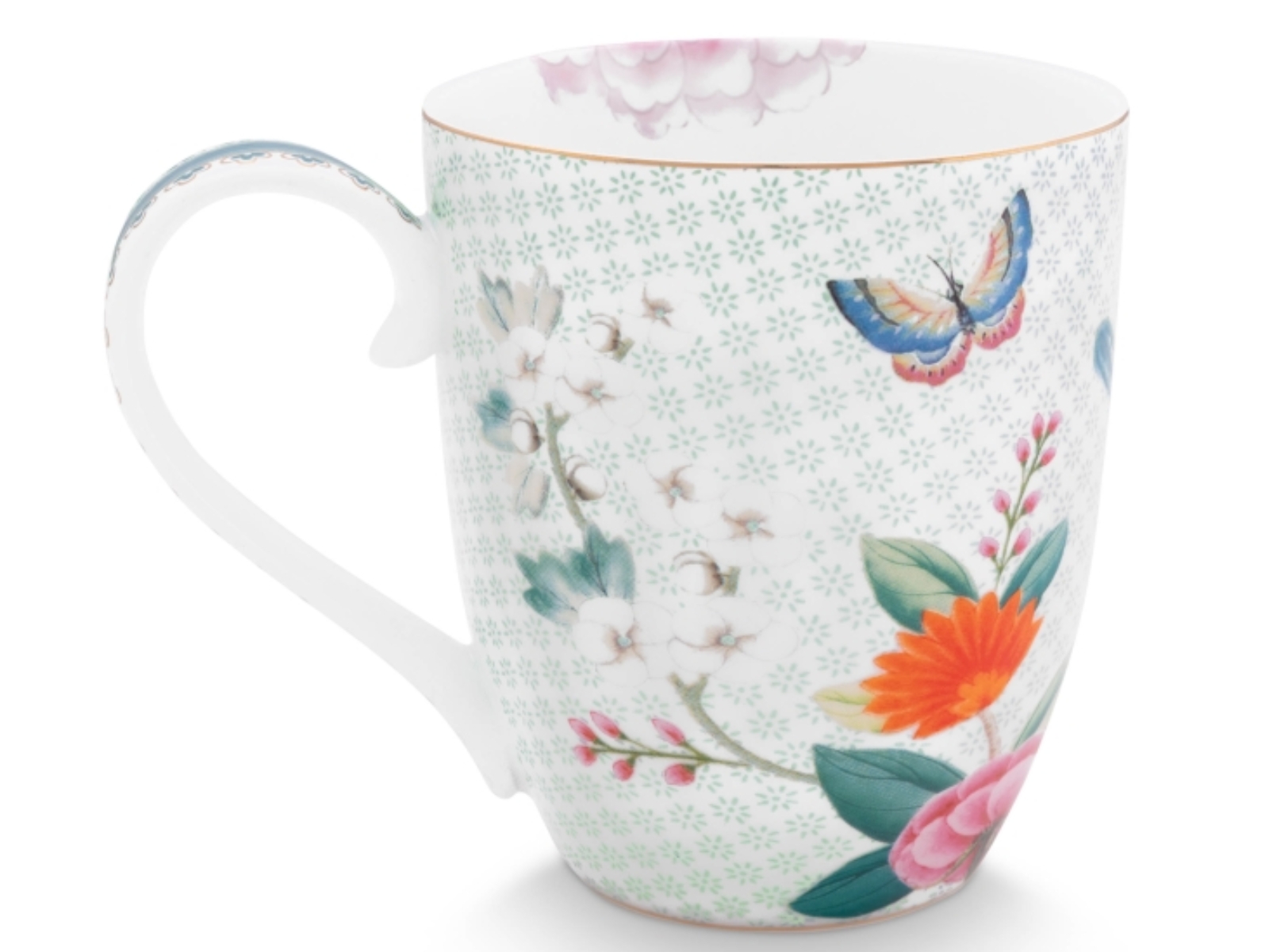 PIP STUDIO Blushing Birds Henkelbecher XL weiss 0,45 l