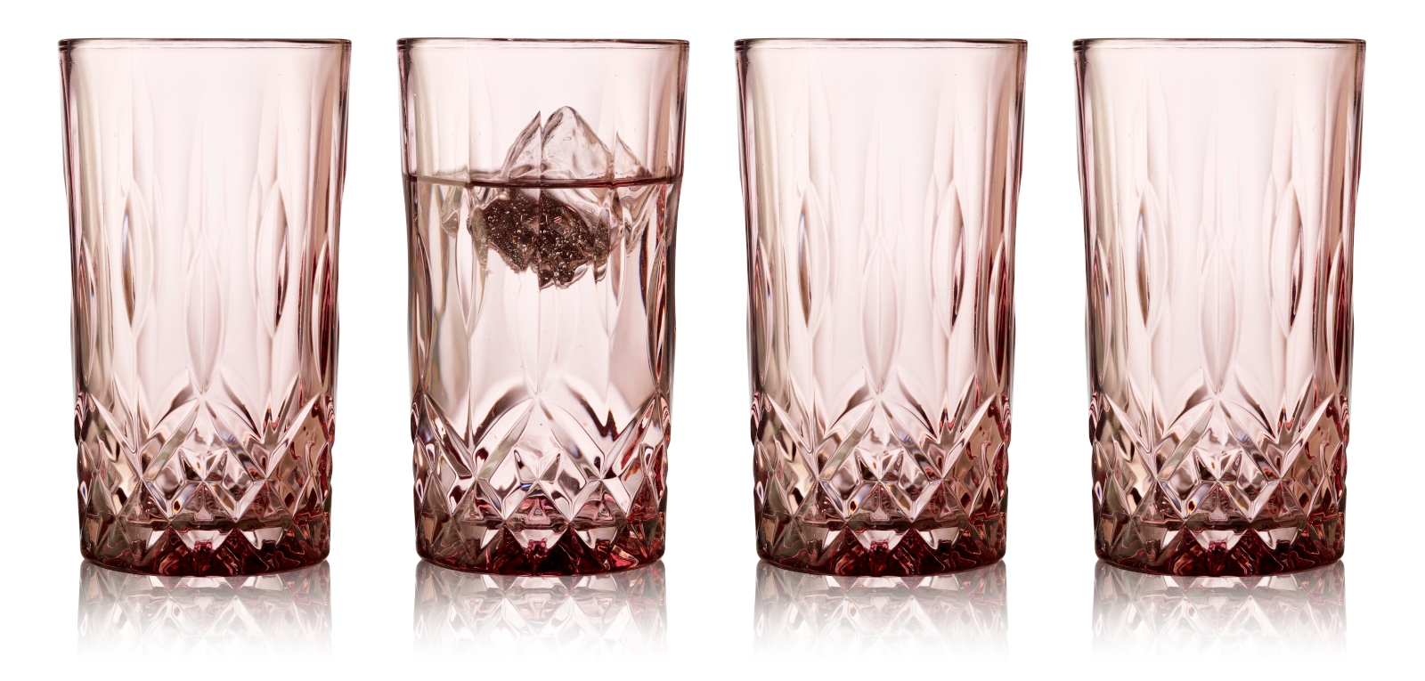 Lyngby Highball Sorrento Longdrinkglas pink 380ml Set4 Freisteller1