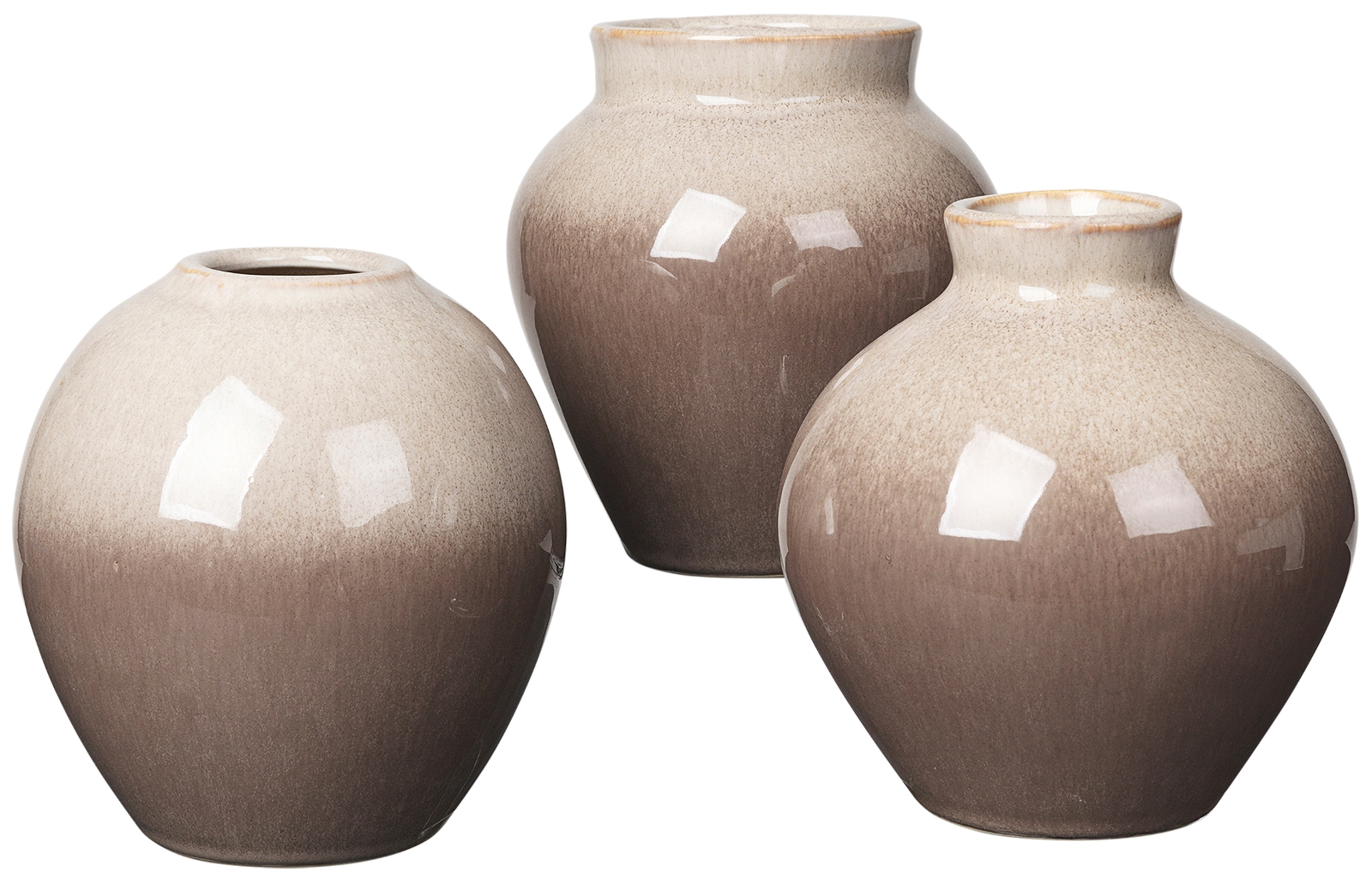 Broste Copenhagen Ingrid Vase Set 3tlg. Keramik Simple Taupe / Brown