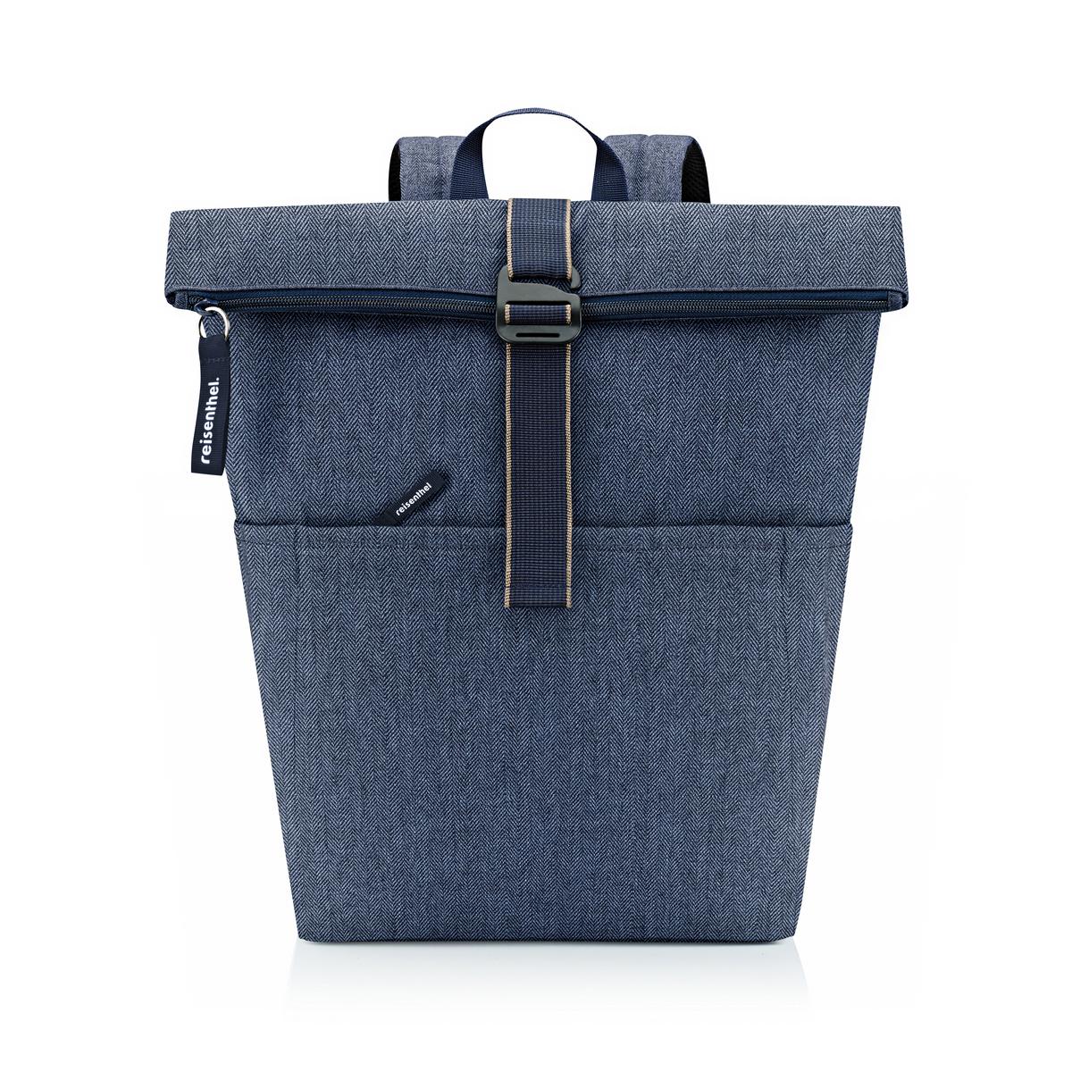 reisenthel rolltop backpack herringbone dark blue