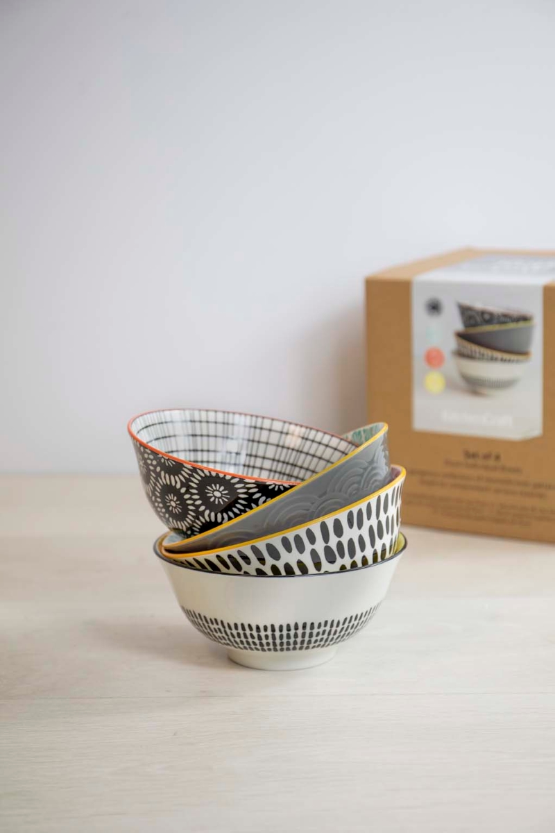 KitchenCraft Bowl Monochrome 15 cm Set4