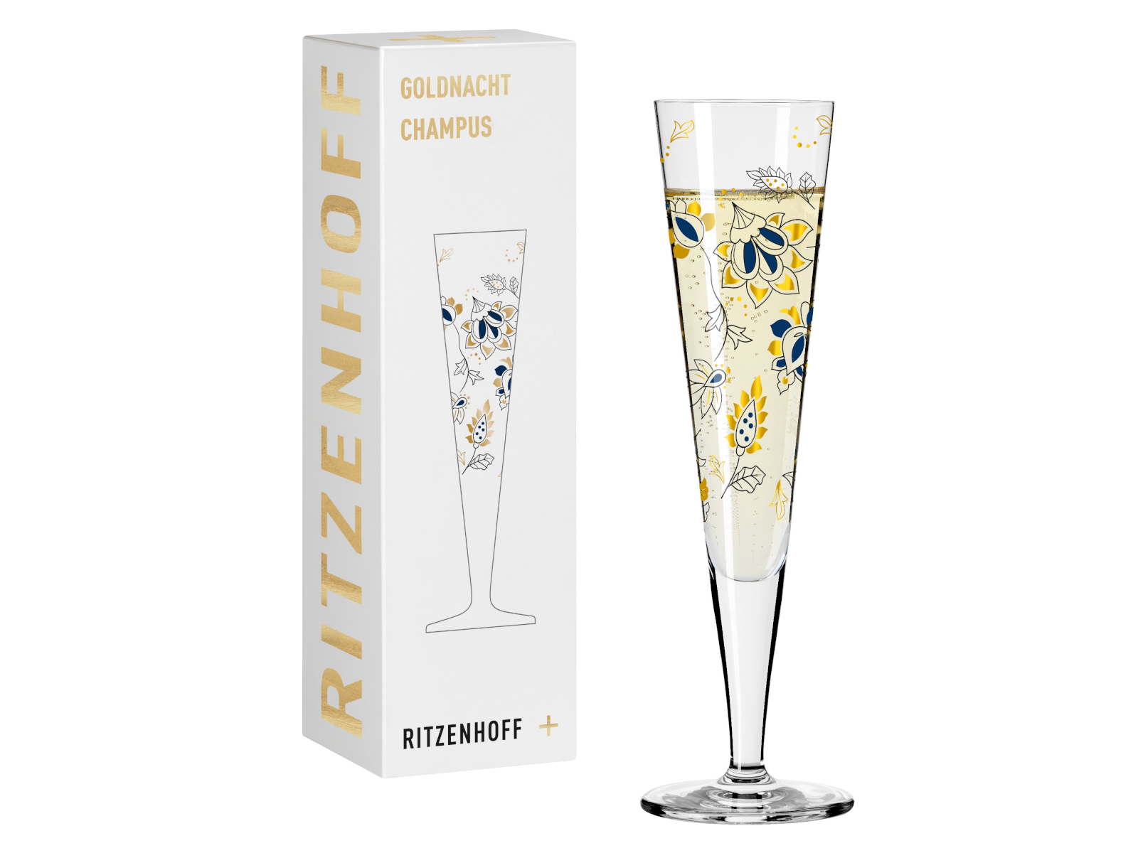 RITZENHOFF Goldnacht Champagnerglas (C. Kordes) H24 #44 Freisteller 3