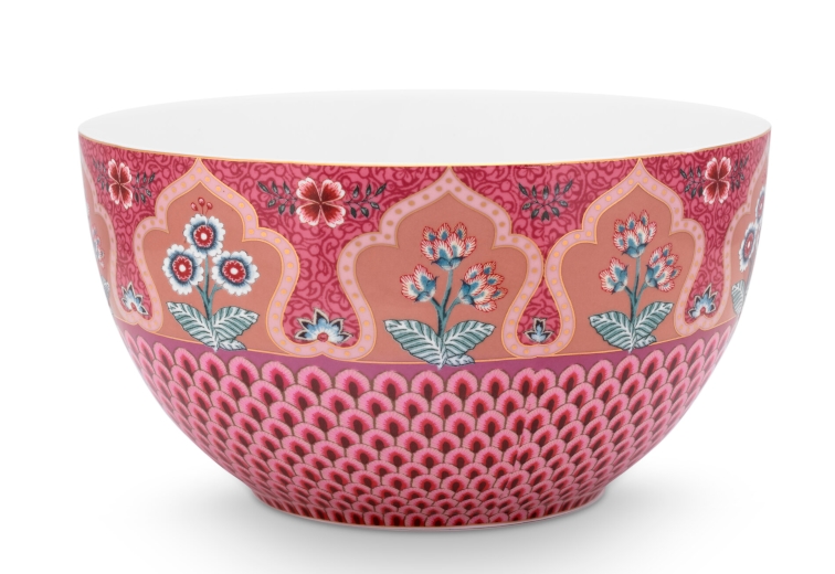 PIP STUDIO Flower Festival scallop deco Bowl dark pink 18 cm