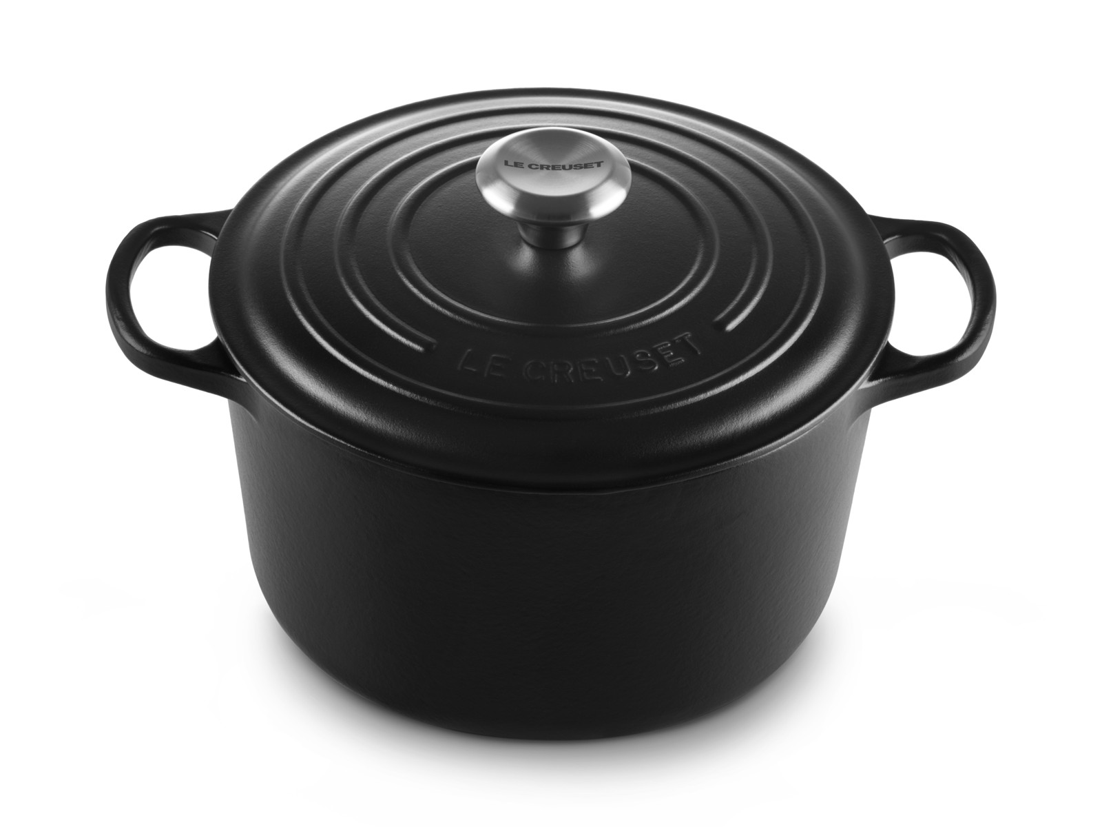 Le Creuset Bräter hoch Signature rund schwarz matt 24cm Freisteller 2