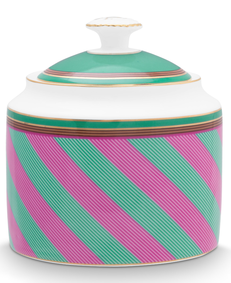 PIP STUDIO Chique Stripes Zuckerdose pink-green 550ml