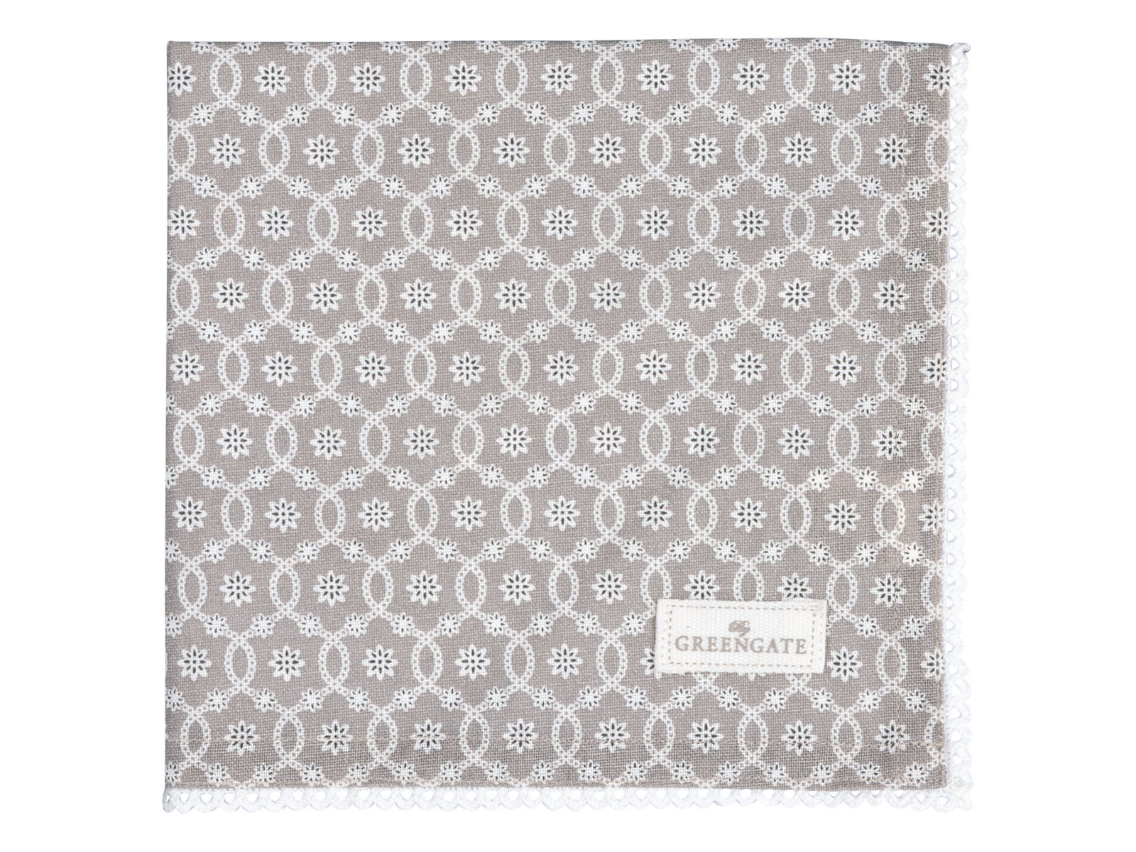 Greengate Sina Stoffserviette mit Spitze grey 40x40cm Freisteller 1