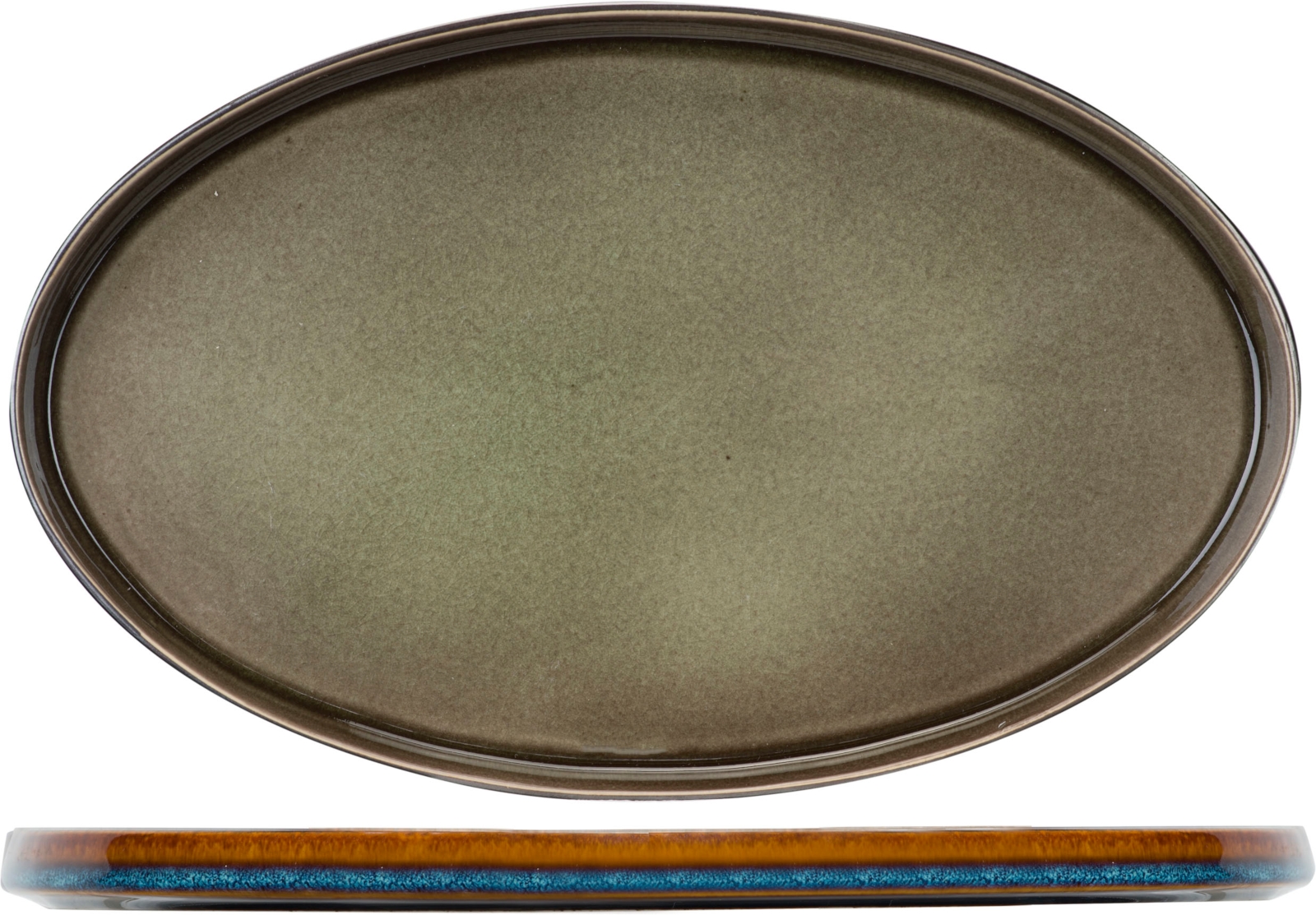 Cosy&Trendy Quintana Green Teller flach oval 35,5 x 23,5 cm