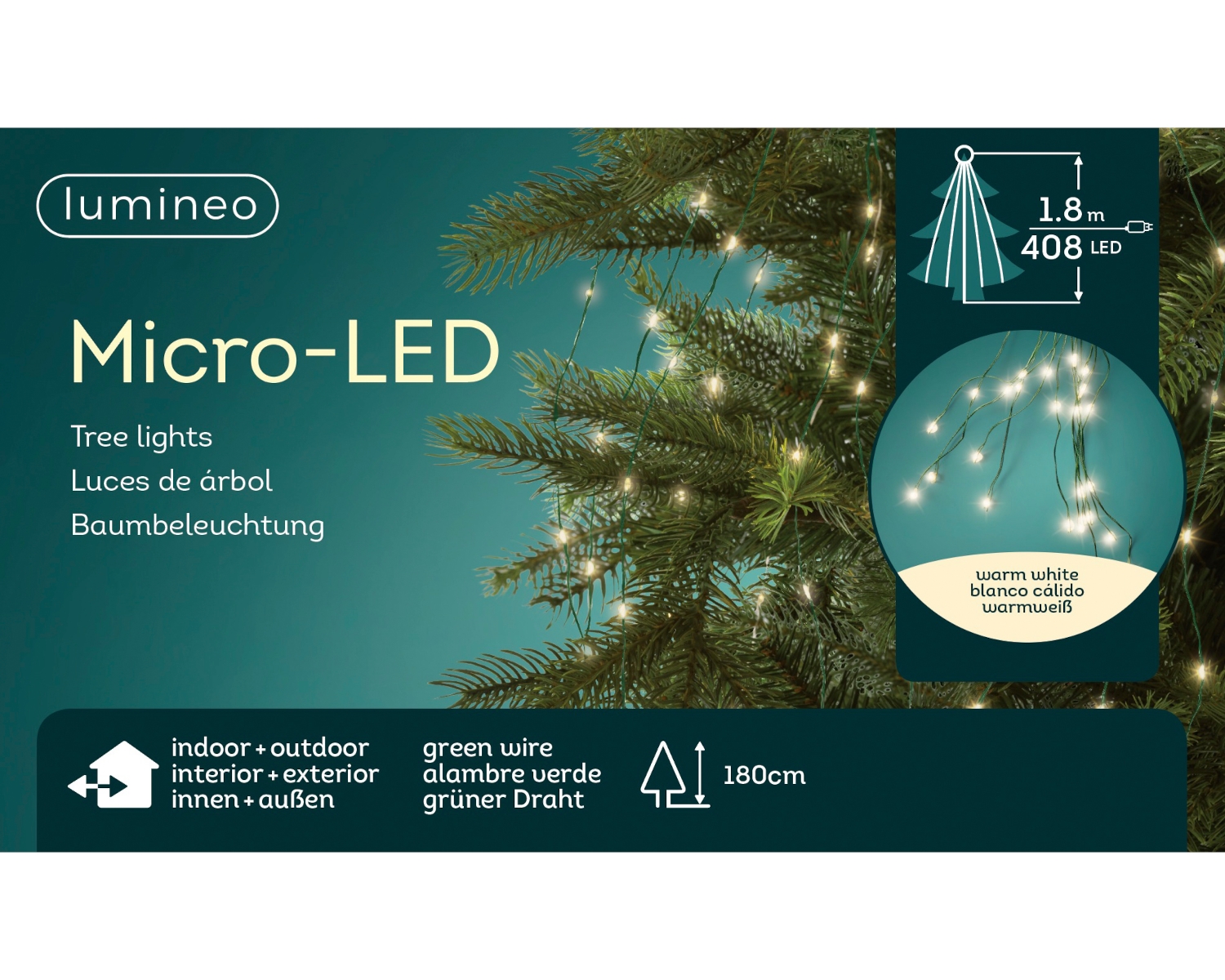 Lumineo Micro LED Baumbeleuchtung grün 180 cm