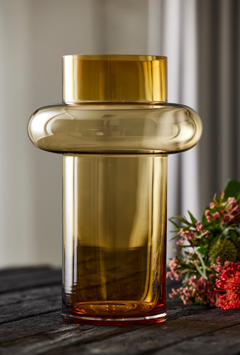 Lyngby Tube Vase Glas amber 40 cm