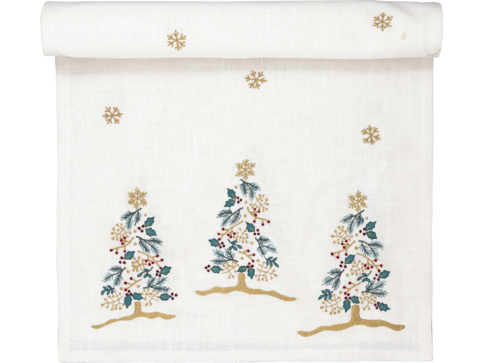 Greengate Lucie Xmas Tischläufer bestickt white 140xx45cm Freisteller 1