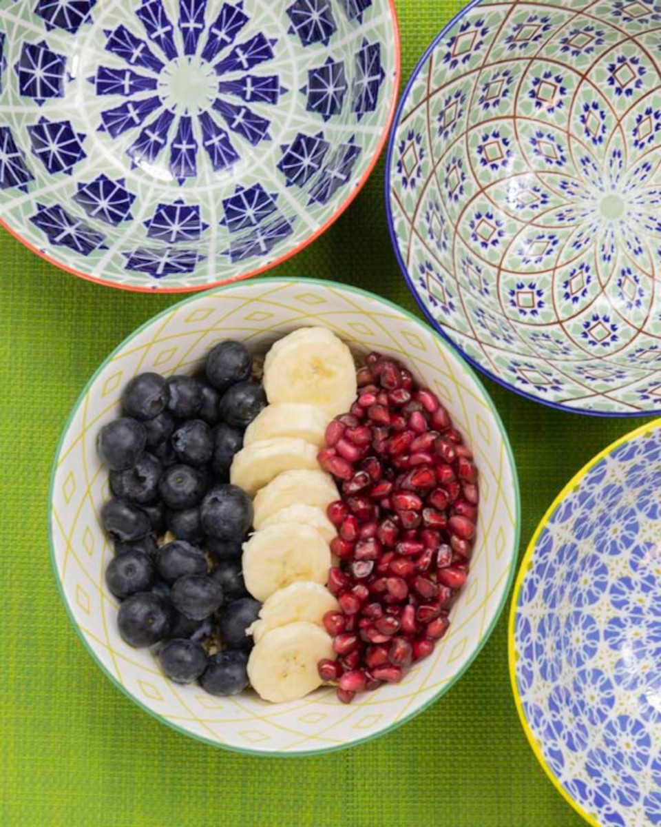 KitchenCraft Bowl Colourful Pattern 15 cm Set4