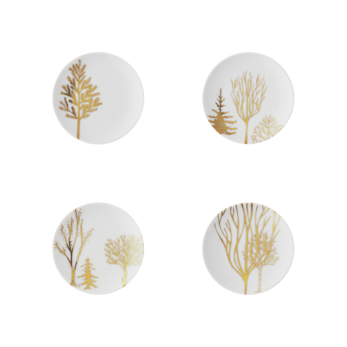 Rosenthal TAC Gropius Festive Celebration Trees Brotteller 10cm Set4 Freisteller