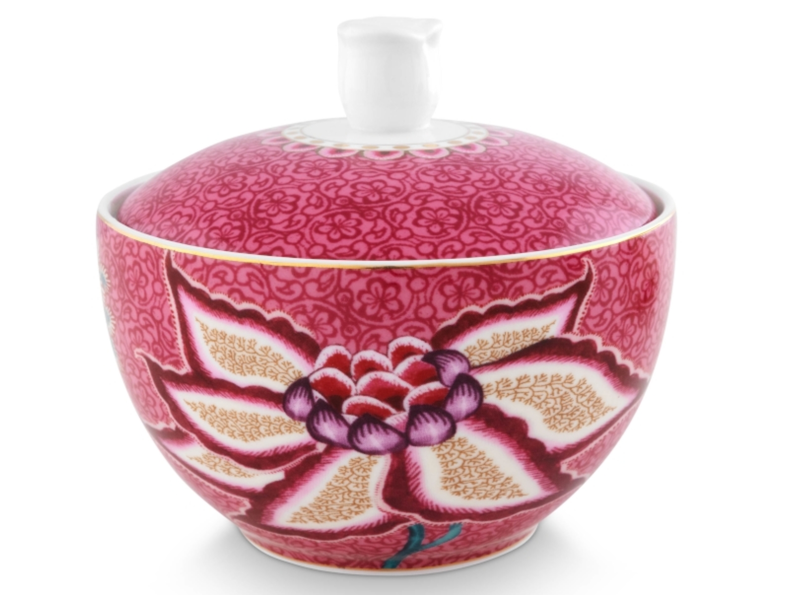 PIP STUDIO Flower Festival Zuckerdose Dark Pink 0,3 l