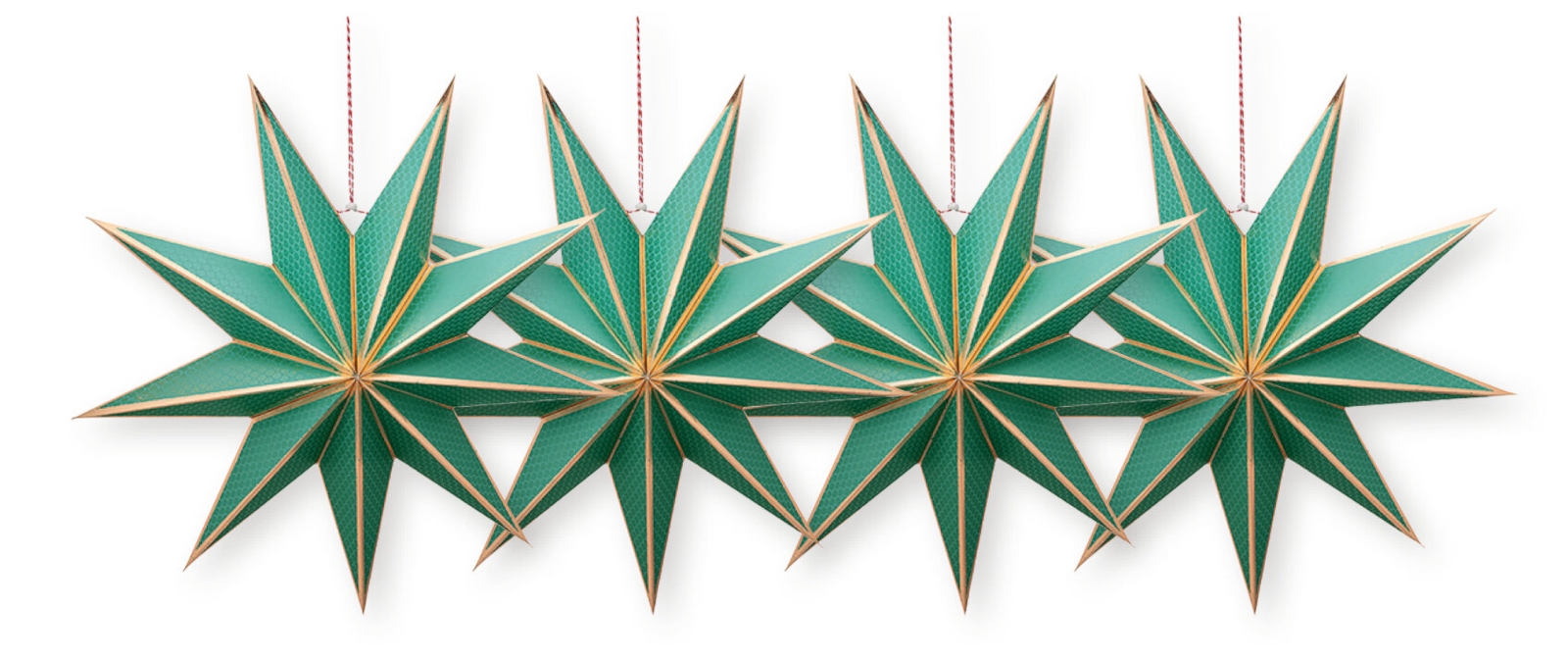 PIP STUDIO Christmas Star Paper overall print green 20cm Set4