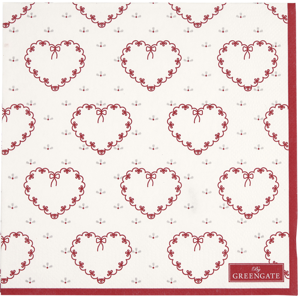 Greengate Layla Papierserviette gross Herz weiss 33x33cm