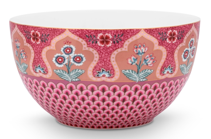 PIP STUDIO Flower Festival scallop deco Bowl dark pink 18 cm