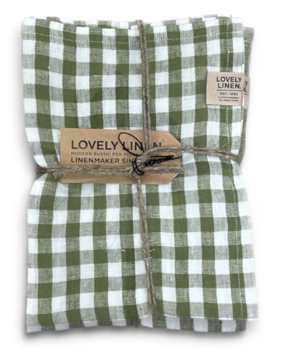 Lovely Linen Misty Tischläufer Leinen square jeep green