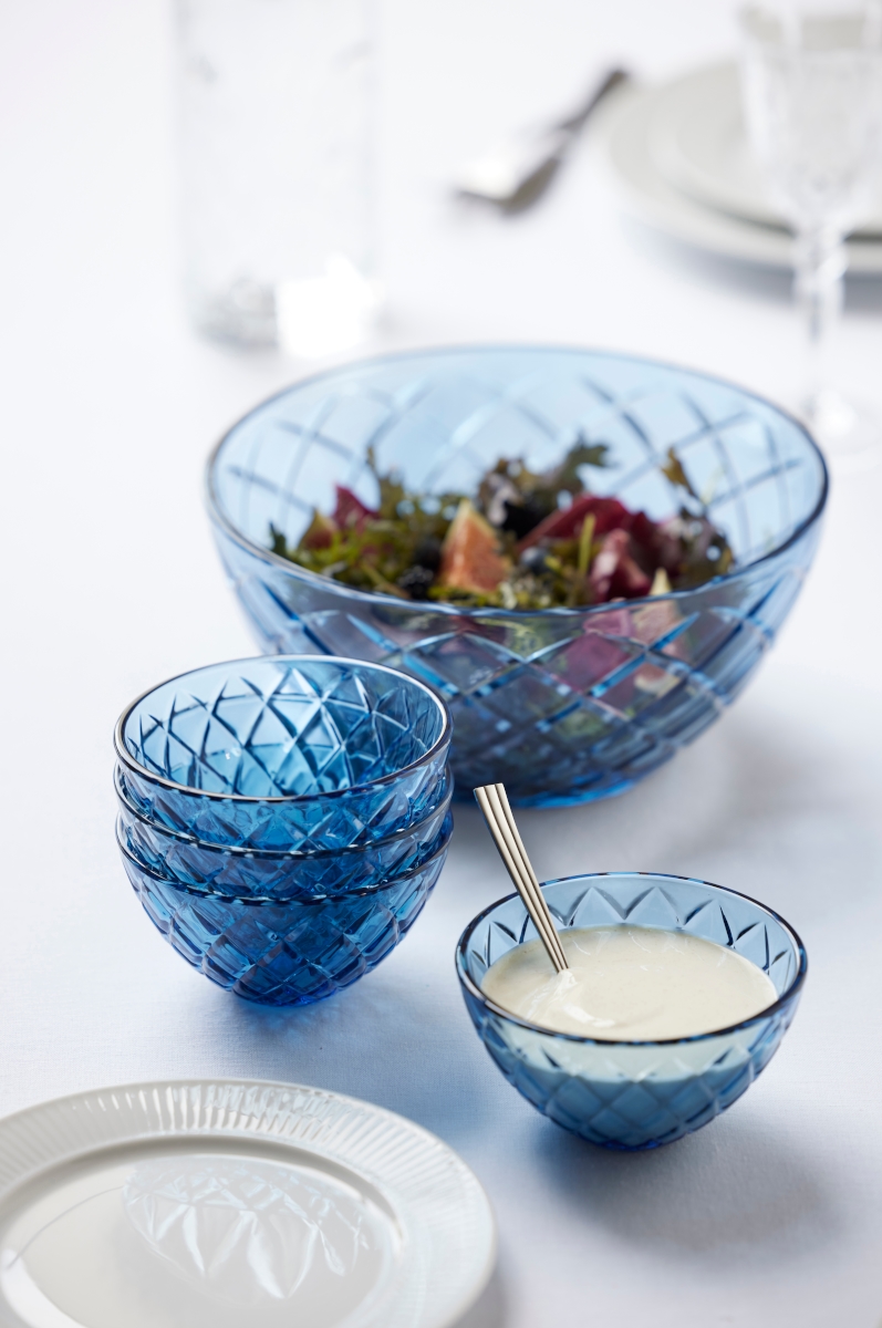 Lyngby Sorrento Schale Glas blau 12 cm Set4 Lifestyle2