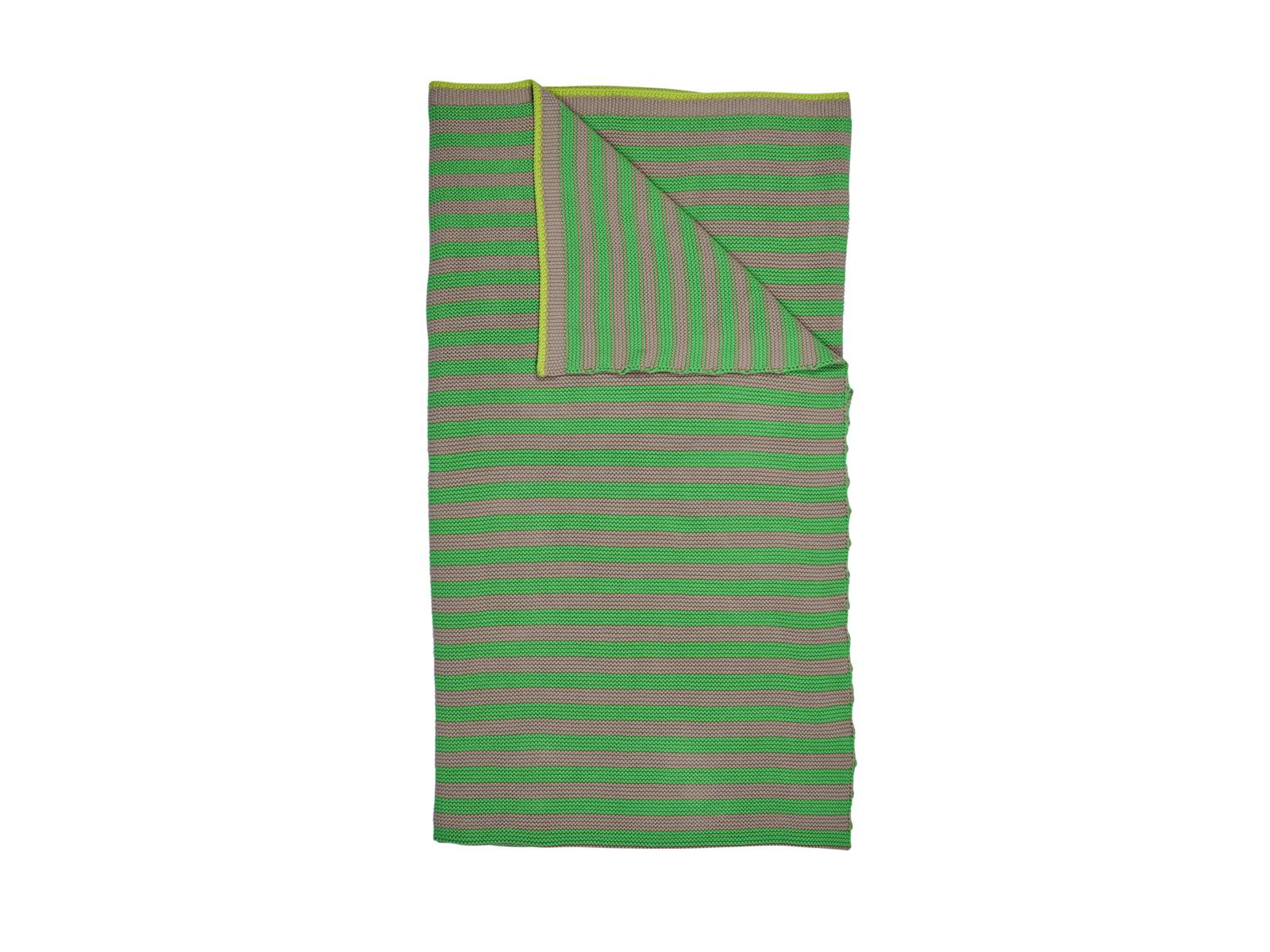 Bonsoir Stripe Tagesdecke gestrickt Throw green 130x170cm (1Stück) bh Freisteller 1