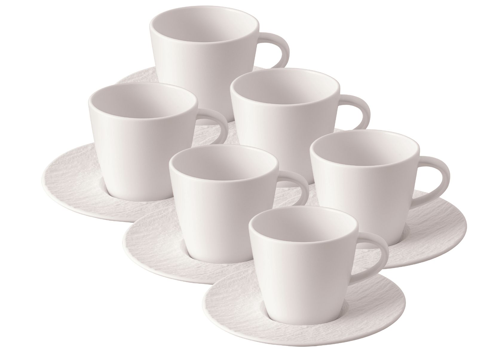 Villeroy &amp; Boch Manufacture Rock blanc Kaffeetasse mit Untertasse Set6 Freisteller