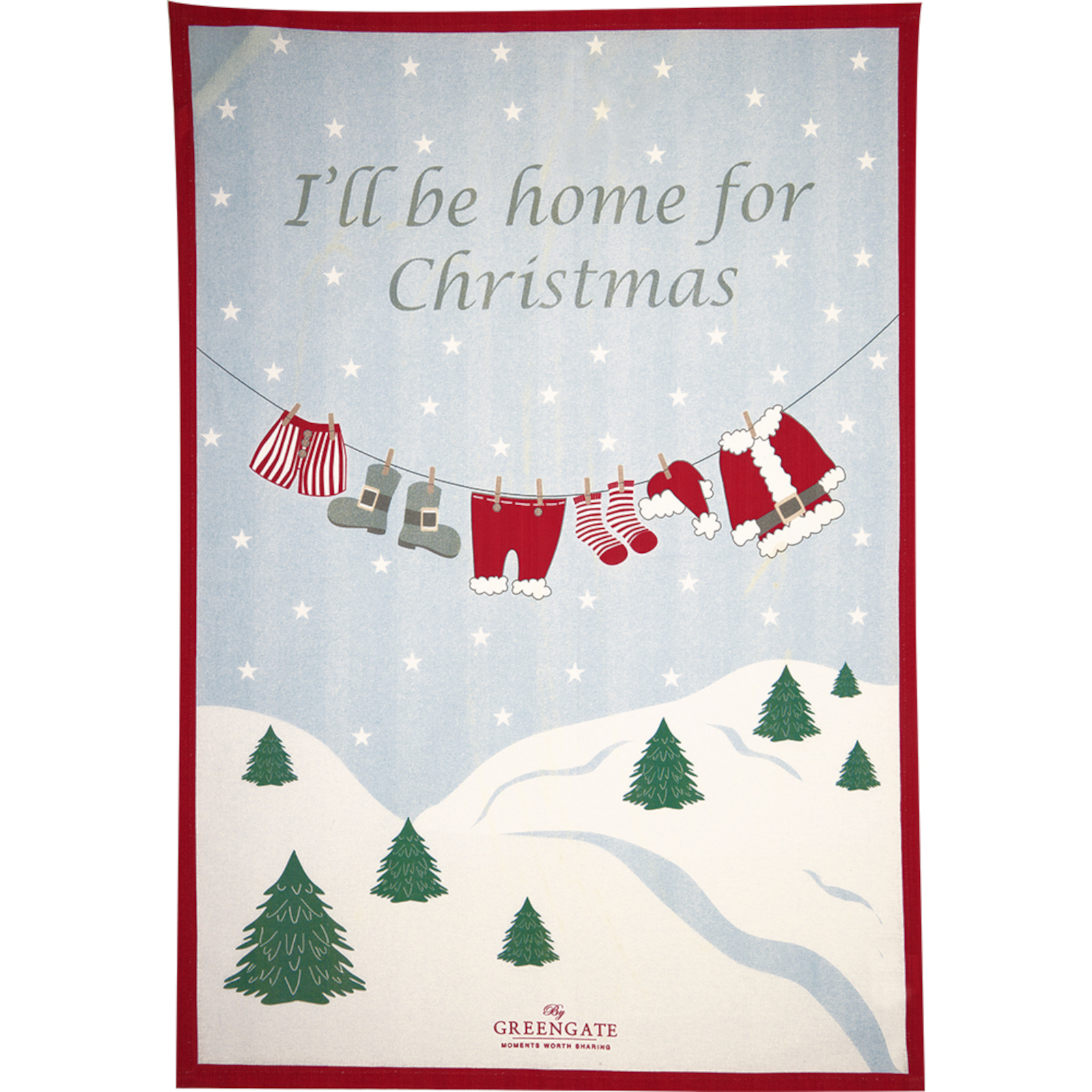 Greengate Geschirrtuch Home for Christmas weiss 70x50cm Freisteller